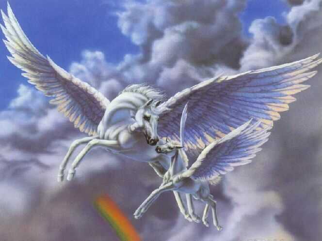 Fantasy Pegasus Mom Withbaby Flying