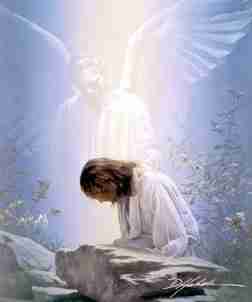 Jesus Praying with Angel