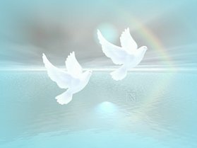 Rainbow Doves Above Water