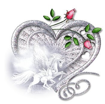 Fantasy Silver Hearts with Unicorns