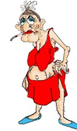 Older Lady Red Dress Cigerette