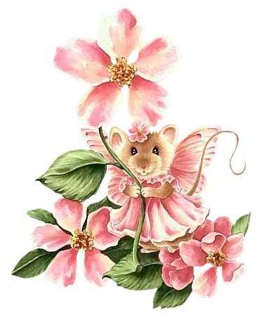 Animals Mice Apple Blossoms