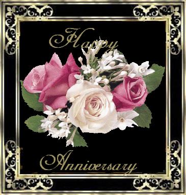 Cards Anniv Gold Frame Roses