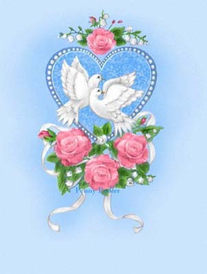 Hearts Blue Doves