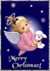 Cards Merry Christmas Angel Lamb