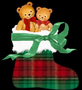 Cards Christmas 2 Brown Bear Stocking
