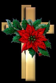 Cards Christmas 2 Golden Pointsetta Cross