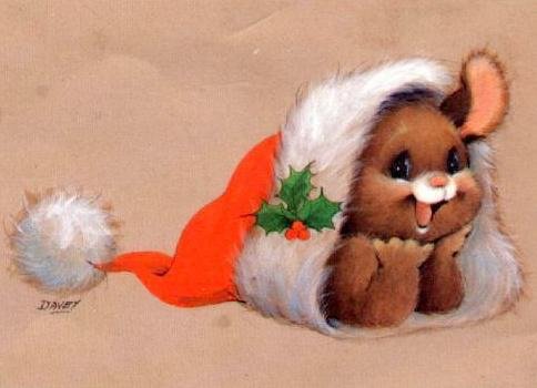Cards Christmas Mouse Santa Hat