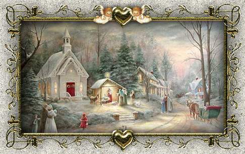 Cards Christmas Old Time Village WGd Hts Frm