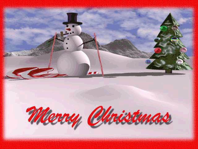 Cards Christmas Skiing Snowman