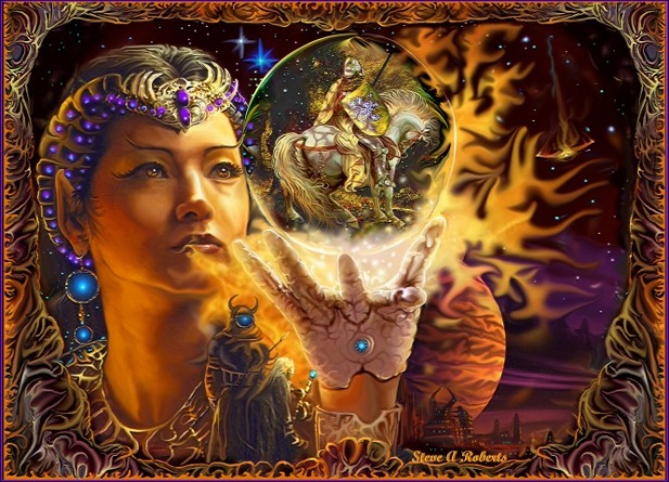 Fantasy Crystal Ball Lady Knight