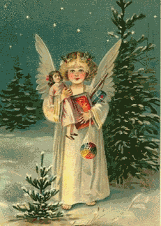 Christmas Angel Evergreen Trees Snow