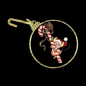 Christmas Gold Bulb Mouse Candy Cane