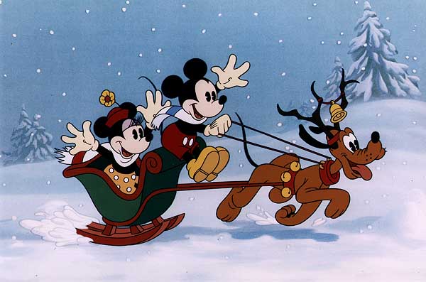 Christmas Mickey Minnie Pluto Sleigh