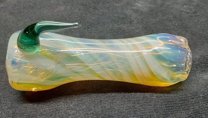 Glass Pipe - Silver Fumed Chillum With Horn